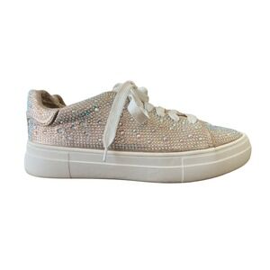 La Sheelhah The Harley Champagne Rhinestone Sneakers Women's 7.5 Platform Shoes